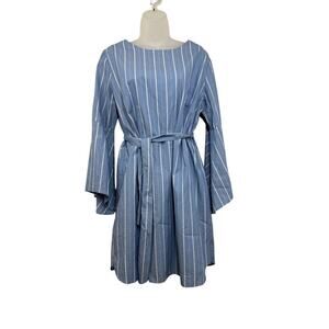 Amanda Uprichard Cotton Long Sleeve Striped Dress Size Large